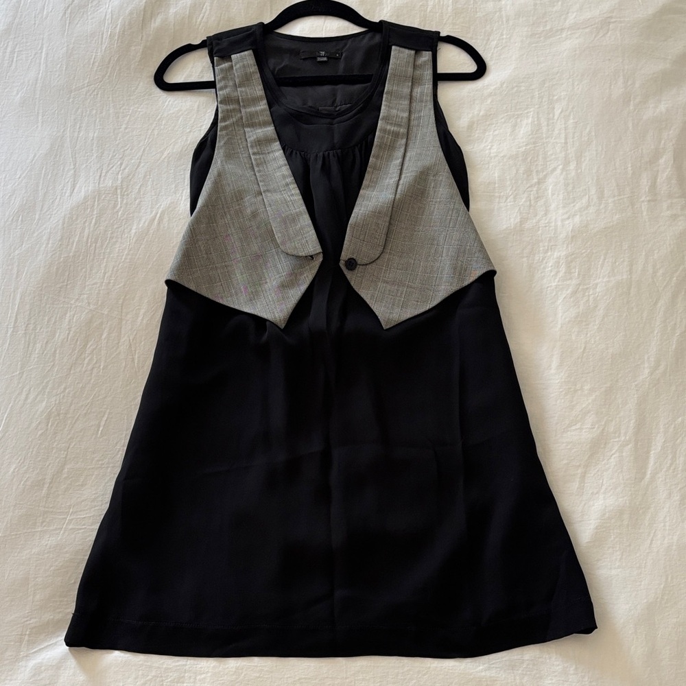 Teenflo silk Black and Gray Mini Dress